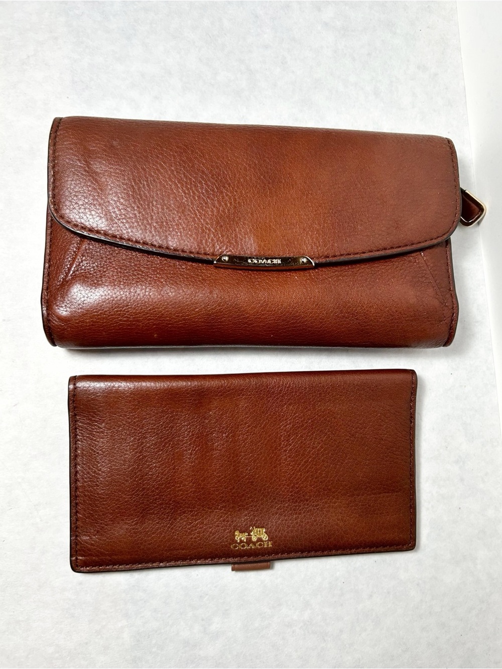 VTG Coach Madison Brown Pebbled Leather Trifold Wallet and Check Book Insert